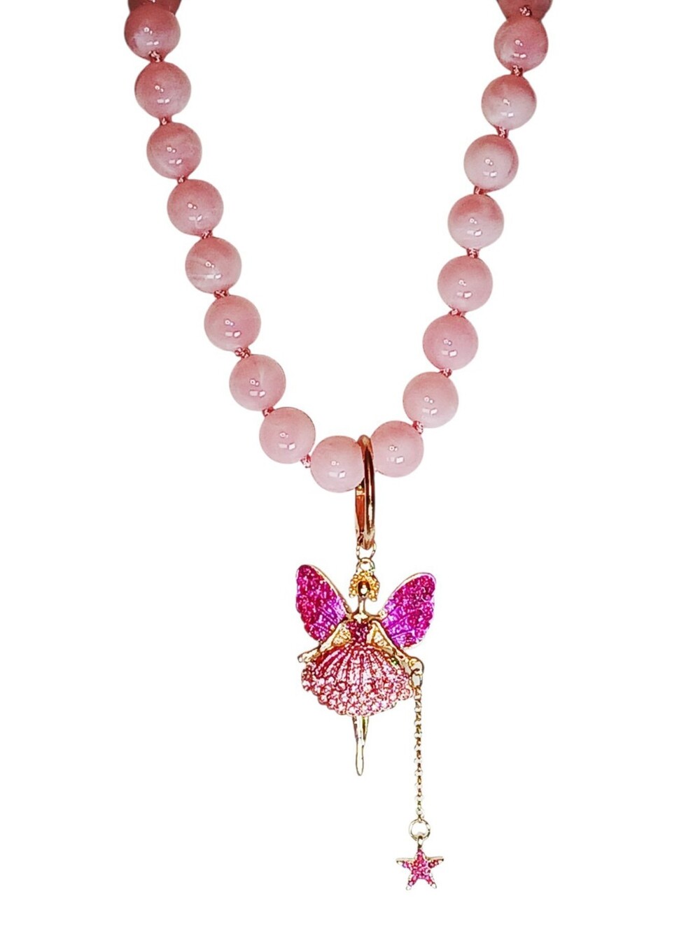 Chunky Pink Fairy Charm Necklace Fairycore Soft Girl Dollcore Mystical Enchanted